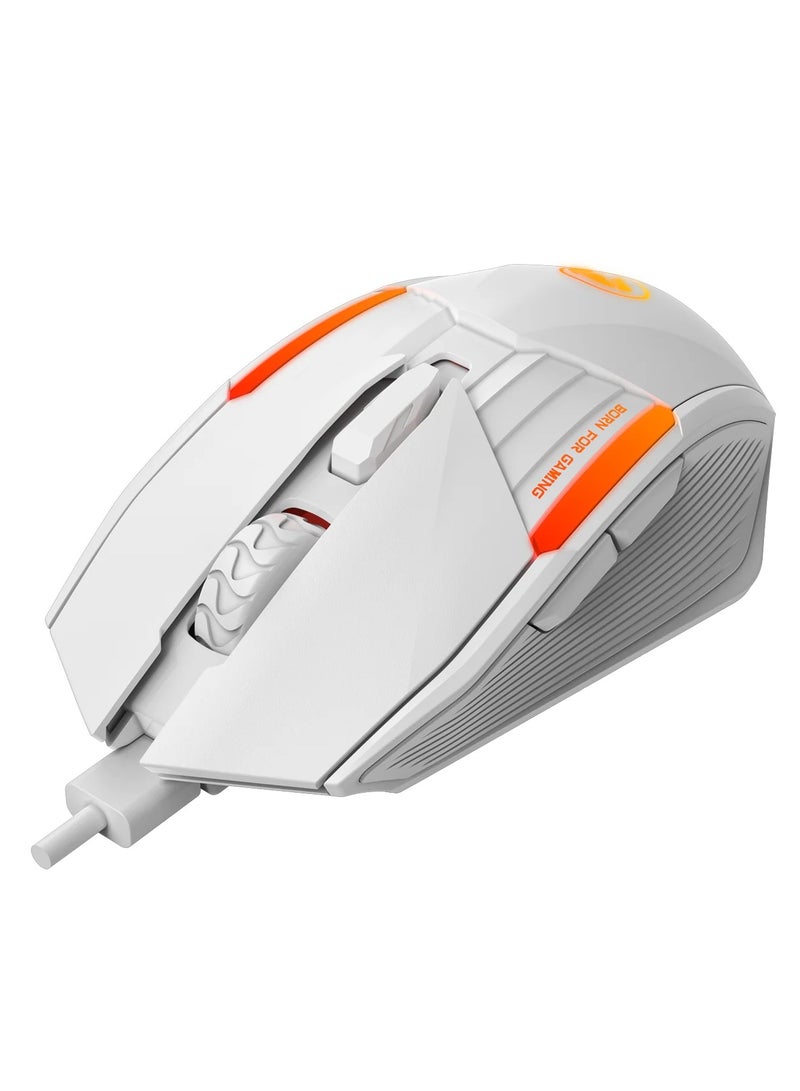 MARVO Gaming Mouse M291 White - With 7 colors breathing backlight , Adjustable up to 6400 DPI, Ergonomic Design, Gaming Grade Optical Sensor with 6 Programmable Buttons  - Image 2