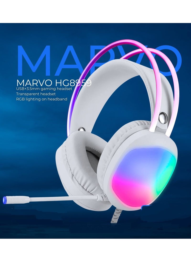 MARVO Transparent RGB Gaming Headset – 3.5 mm For Mobile / PC / PS4-5 / Xbox - HG8959  - Image 2