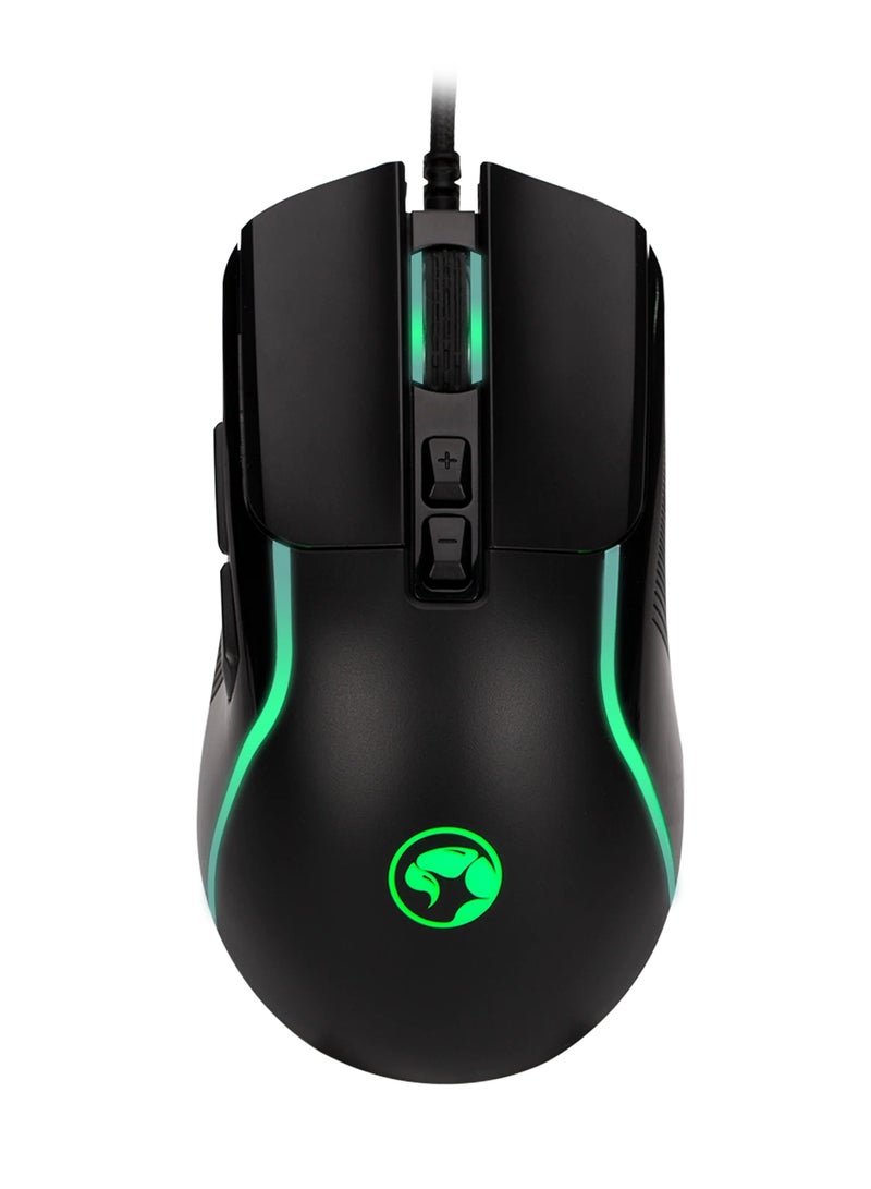 MARVO - Gaming Mouse USB - 7 LED Colours, Adjustable up to 8000 DPI, Ergonomic Design, Gaming Grade Optical Sensor with 7 Programmable Buttons, Black  - M292-BK - Image 1