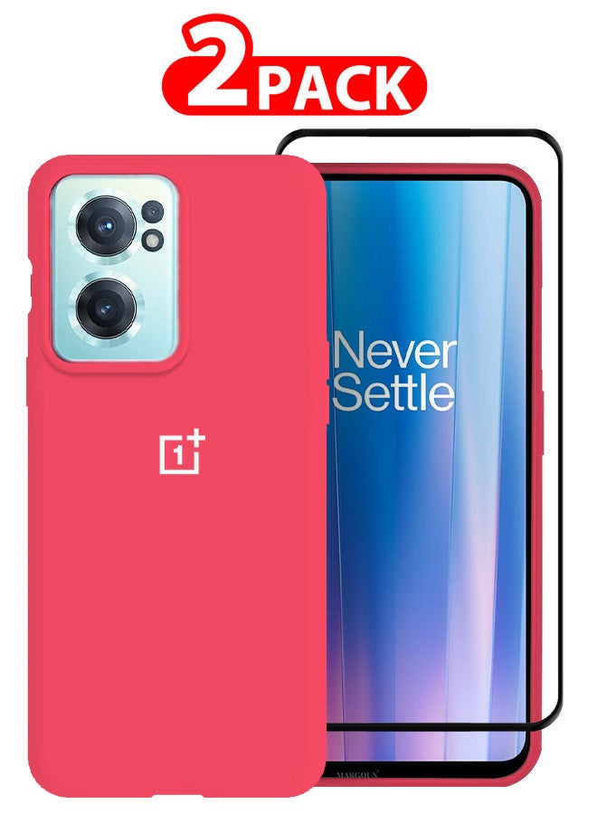 مارجون (لـ OnePlus Nord CE2) غلاف وواقي شاشة 2 عبوة غلاف واقي ناعم رقيق مقاوم للخدوش والصدمات - Image 1