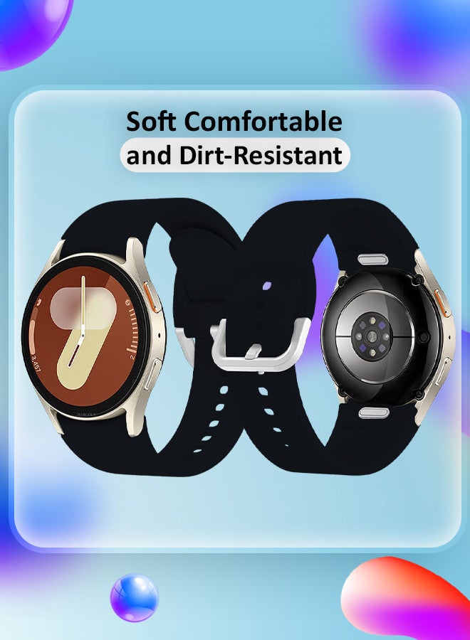 MARGOUN Galaxy Watch 7 Strap 40mm 44mm,for Samsung Galaxy Watch FE Band 20mm Soft Silicone Sport Strap Women Men,No Gap Bracelet Wristbands Black - Image 2