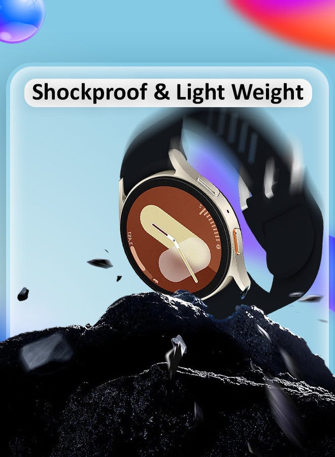 MARGOUN Galaxy Watch 7 Strap 40mm 44mm,for Samsung Galaxy Watch FE Band 20mm Soft Silicone Sport Strap Women Men,No Gap Bracelet Wristbands Black - Image 4