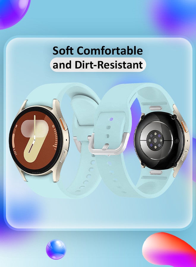 MARGOUN Galaxy Watch 7 Strap 40mm 44mm,for Samsung Galaxy Watch FE Band 20mm Soft Silicone Sport Strap Women Men,No Gap Bracelet Wristbands Light Blue - Image 2