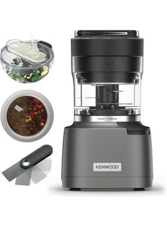 كينوود KENWOOD 2-in-1 Chopper + Grinder 1000W Powerful Metal Grinder and Electric Chopper with Eversharp Quadblades, Dripper Pro, Spatula for Wet & Dry Chopping & Grinding CHP80.000SI Grey 0.5 L 1000 W CHP80.000SI Grey  - Image 1