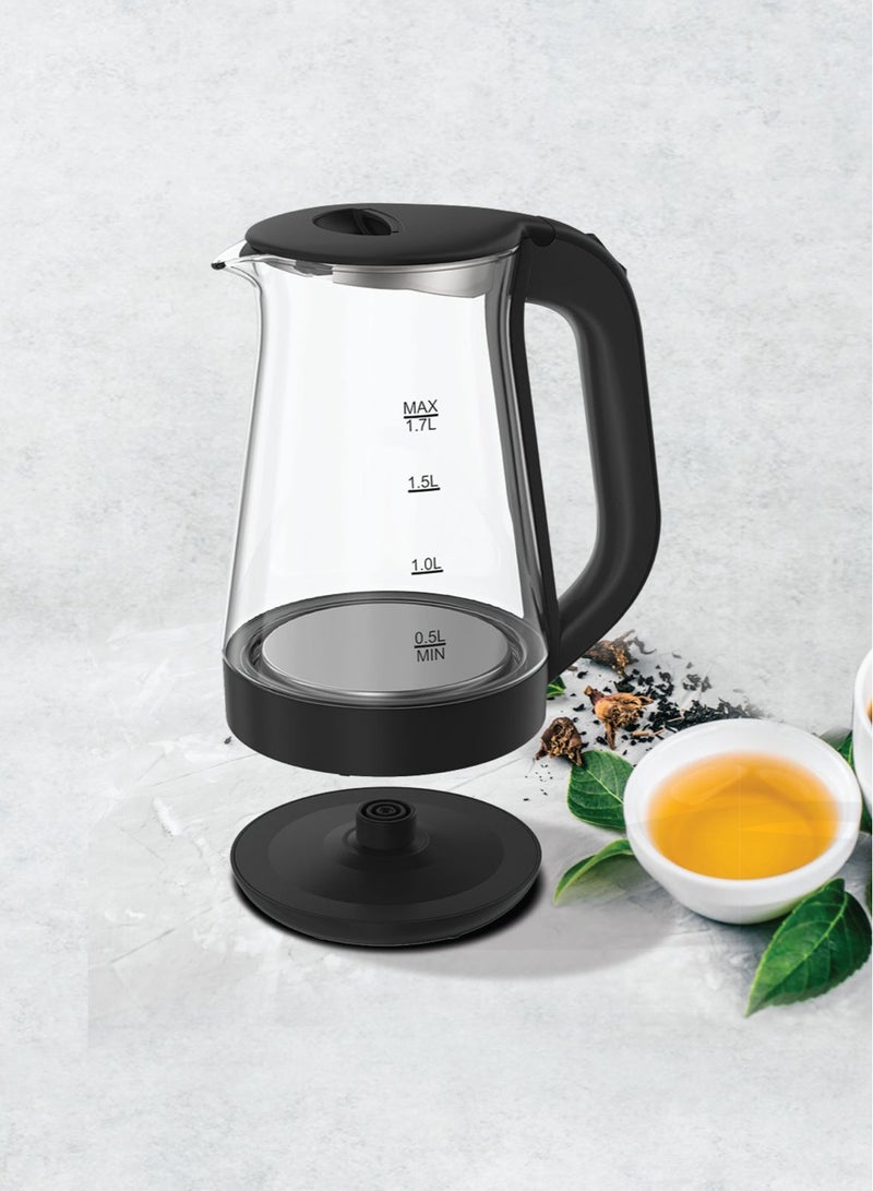 Clikon 1.7 Liter Glass Body Electric Cordless Kettle with 360° Swivel Base,Auto Cut-off Function, LED Indicator, 1850-2200W, 2 Years Warranty 1.2 kg 2200 W CK5147 Black  - Image 2