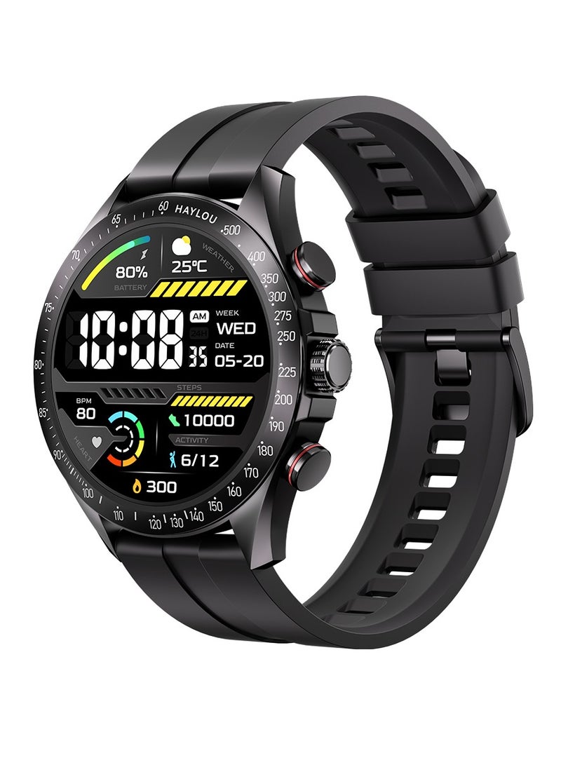 Haylou 300 mAh Smart Watch 1.43" AMOLED Display Smart Watch for Men SpO2 Heart Rate Monitor 20 Days Endurance Smartwatch IP68 Waterproof Fitness Watch for Android iOS Phones Black - Image 1