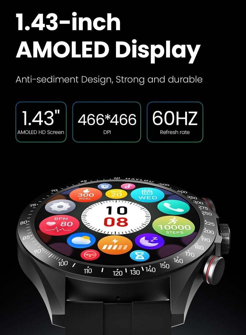 300 mAh Smart Watch 1.43" AMOLED Display Smart Watch for Men SpO2 Heart Rate Monitor 20 Days Endurance Smartwatch IP68 Waterproof Fitness Watch for Android iOS Phones Black - pnsku/N70093740V/45/_/1721289686/dc675086-2b92-4800-9a72-b596cd406965