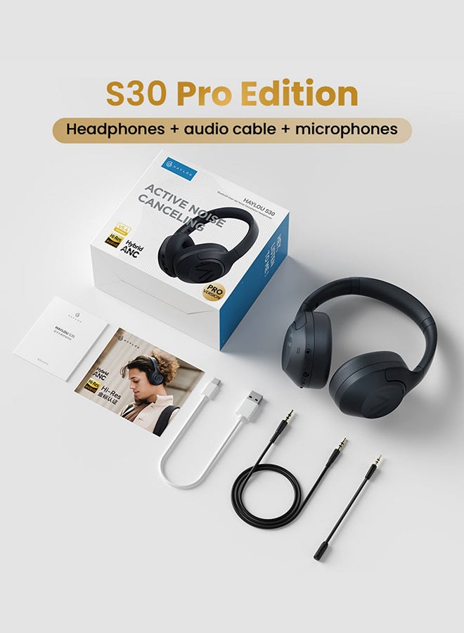 Haylou - S30Pro Wireless Bluetooth 5.4 Headphones 43dB Adaptive Noise Cancelling Headsets 40mm Driver 80H Playtime Earphones Dark Blue - Image 1