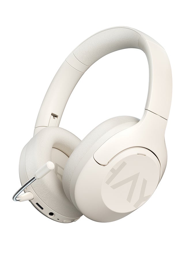 Haylou - S30Pro Wireless Bluetooth 5.4 Headphones 43dB Adaptive Noise Cancelling Headsets 40mm Driver 80H Playtime Earphones Off White - Image 1