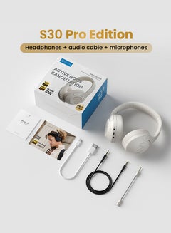 Haylou S30Pro Wireless Bluetooth 5.4 Headphones 43dB Adaptive Noise Cancelling Headsets 40mm Driver 80H Playtime Earphones Off White  - Image 4