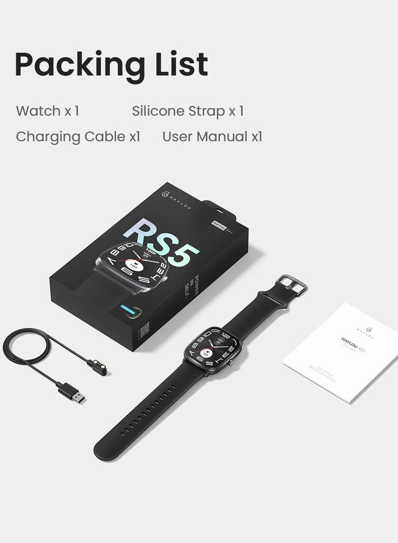 Haylou 300 mAh Smart Watch 300mAh 2.01'' AMOLED Smart Watches for Men Women with 150+Sport Modes, Fitness Tracker with Heart Rate Blood Oxygen Sleep Monitor IP68 Waterproof Fitness Watch for Android iOS Phones All Black - Image 5