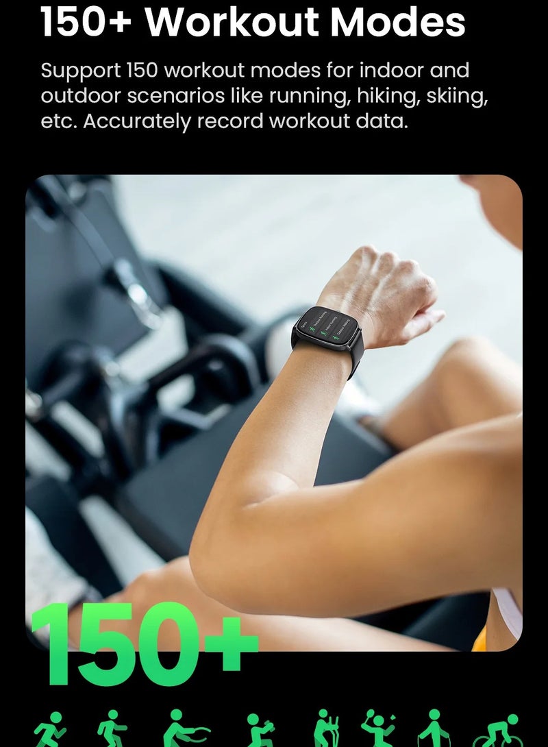 Haylou 300 mAh Smart Watch 300mAh 2.01'' AMOLED Smart Watches for Men Women with 150+Sport Modes, Fitness Tracker with Heart Rate Blood Oxygen Sleep Monitor IP68 Waterproof Fitness Watch for Android iOS Phones All Black - Image 3