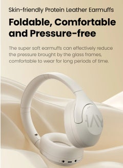 Haylou S30 Pro Wireless Bluetooth 5.4 Headphones 43dB Adaptive Noise On-Ear Headphones Cancelling Headsets 40mm Driver 80H Playtime Earphones White  - Image 5