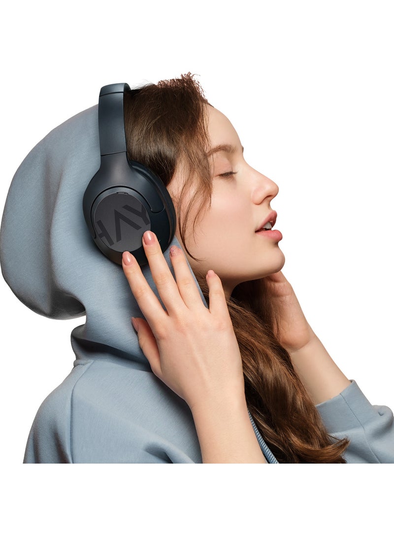 Haylou - S30 Pro Wireless Bluetooth 5.4 Headphones 43dB Adaptive Noise On-Ear HeadphonesCancelling Headsets 40mm Driver 80H Playtime Earphones Blue - Image 1
