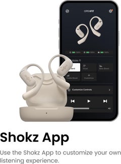 SHOKZ OpenFit - Open-Ear True Wireless Bluetooth Headphones With Microphone Beige  - Image 5