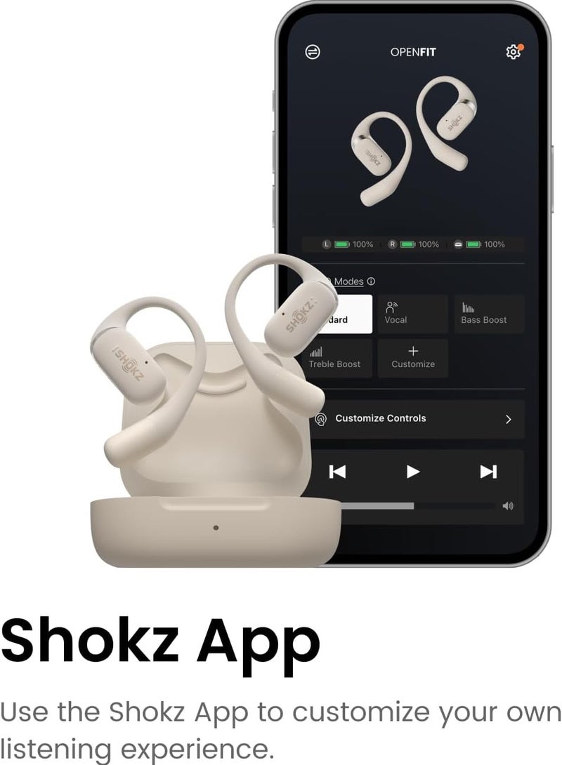 SHOKZ - OpenFit - Open-Ear True Wireless Bluetooth Headphones With Microphone Beige - Image 1