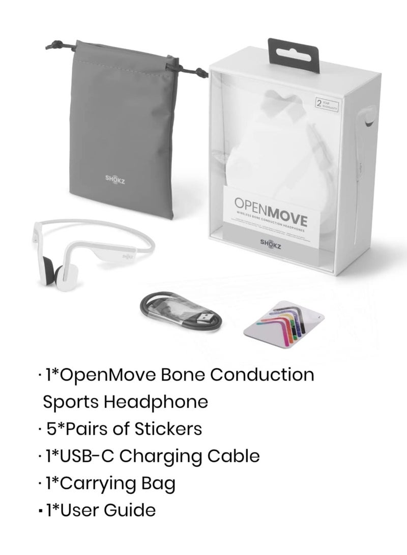 SHOKZ - OpenMove Bluetooth Wireless Headphones With Mic, Bone Conduction Wireless Headset White - Image 1