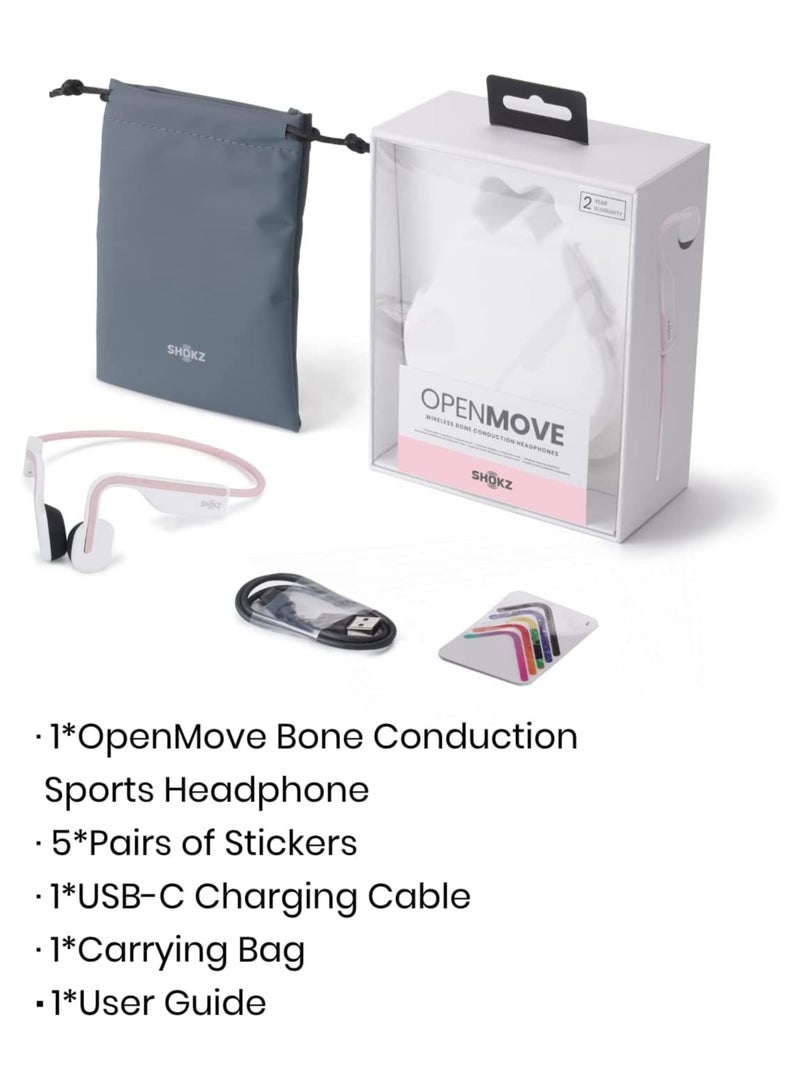SHOKZ - OpenMove Bluetooth Wireless Headphones with Mic, Bone Conduction Wireless Headset Pink - Image 1