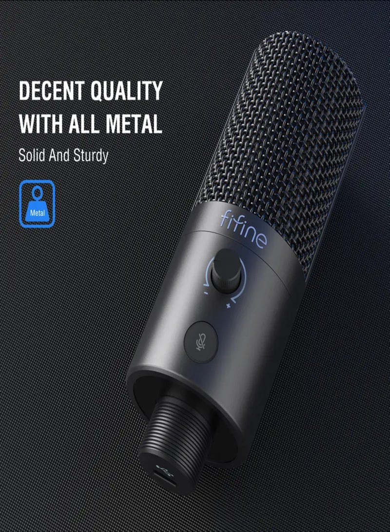 FIFINE - FIFINE Gaming PC USB Microphone, Podcast Condenser Mic with Boom Arm, Pop Filter, Mute Button for Streaming, Twitch, Online Chat, Computer Mic for PS4/5 PC Gamer Youtuber-AmpliGame- T669 Pro 3 FIFINE T669 Pro 3 FIFINE T669 Pro3 - Image 1