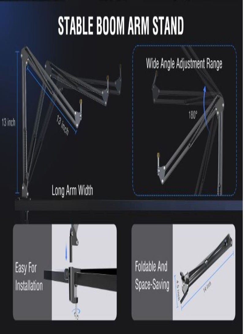 FIFINE - FIFINE Gaming PC USB Microphone, Podcast Condenser Mic with Boom Arm, Pop Filter, Mute Button for Streaming, Twitch, Online Chat, Computer Mic for PS4/5 PC Gamer Youtuber-AmpliGame- T669 Pro 3 FIFINE T669 Pro 3 FIFINE T669 Pro3 - Image 1