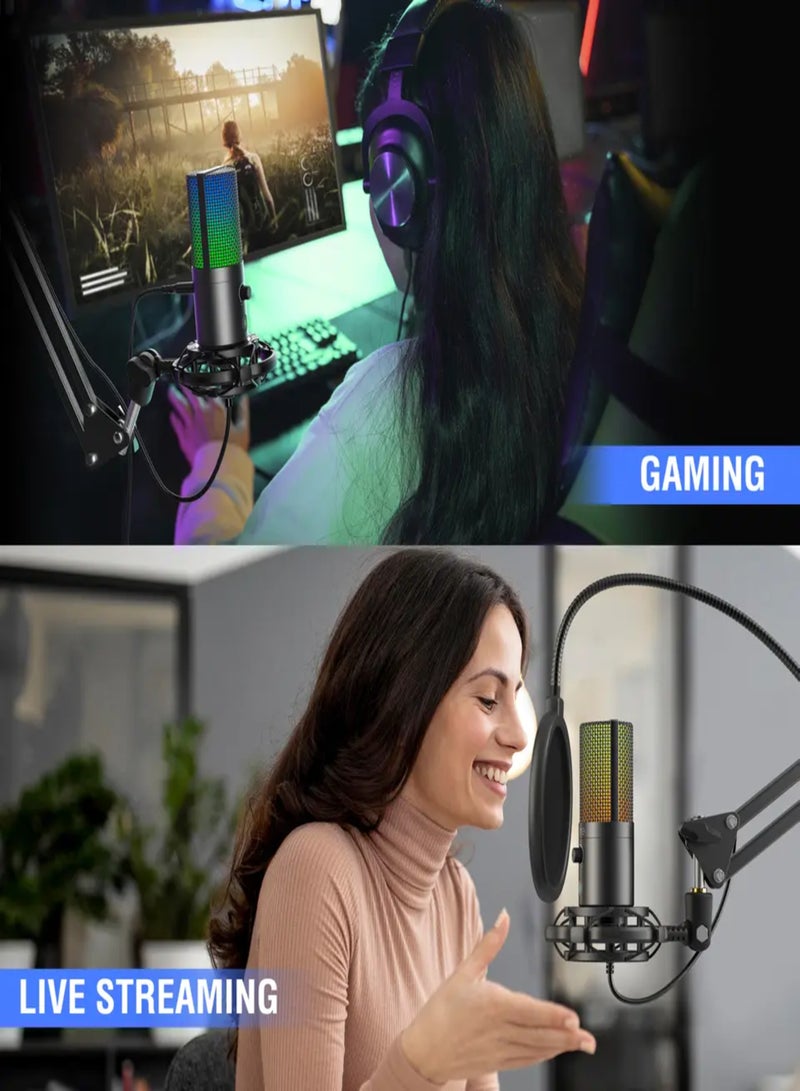 FIFINE - FIFINE Gaming PC USB Microphone, Podcast Condenser Mic with Boom Arm, Pop Filter, Mute Button for Streaming, Twitch, Online Chat, Computer Mic for PS4/5 PC Gamer Youtuber-AmpliGame- T669 Pro 3 FIFINE T669 Pro 3 FIFINE T669 Pro3 - Image 1