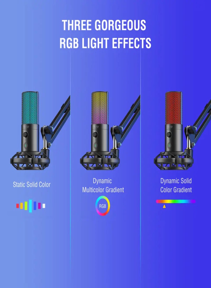FIFINE - FIFINE Gaming PC USB Microphone, Podcast Condenser Mic with Boom Arm, Pop Filter, Mute Button for Streaming, Twitch, Online Chat, Computer Mic for PS4/5 PC Gamer Youtuber-AmpliGame- T669 Pro 3 FIFINE T669 Pro 3 FIFINE T669 Pro3 - Image 1
