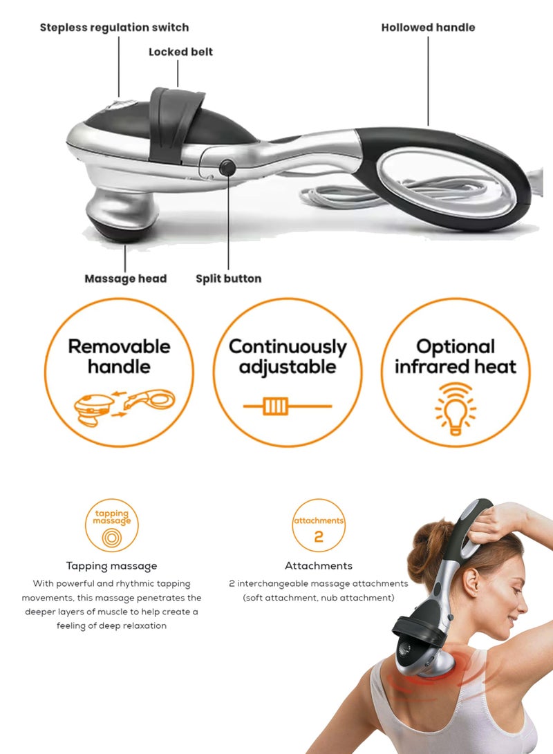 Toshionics Handheld 2 In 1 Detachable Handle Full Body Massager Infrared Heating Vibration Deep Tissue Massage Electric Percussion For Neck Shoulder Back Arms Leg Foot Calf Muscle Relax Pain Hand Tension Relief - Image 4