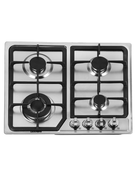 Built-In Stainless Steel Gas Hob, 4 Burners with Separate Ignition, Low Fuel Consumption and Improved Flow for Efficient Heating/ Auto Impulse Ignition System GGC31051FFD Silver