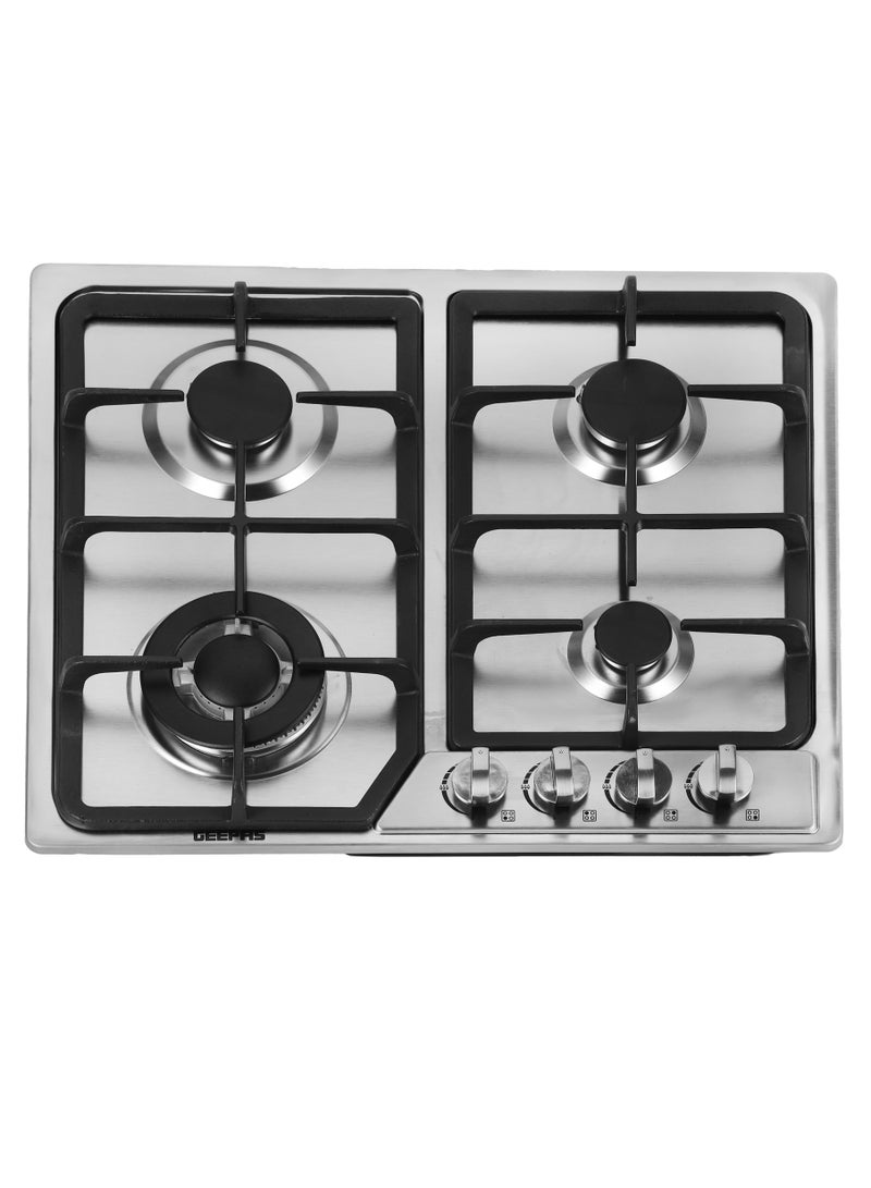 GEEPAS - Built-In Stainless Steel Gas Hob, 4 Burners with Separate Ignition, Low Fuel Consumption and Improved Flow for Efficient Heating/ Auto Impulse Ignition System GGC31051FFD Silver - Image 1