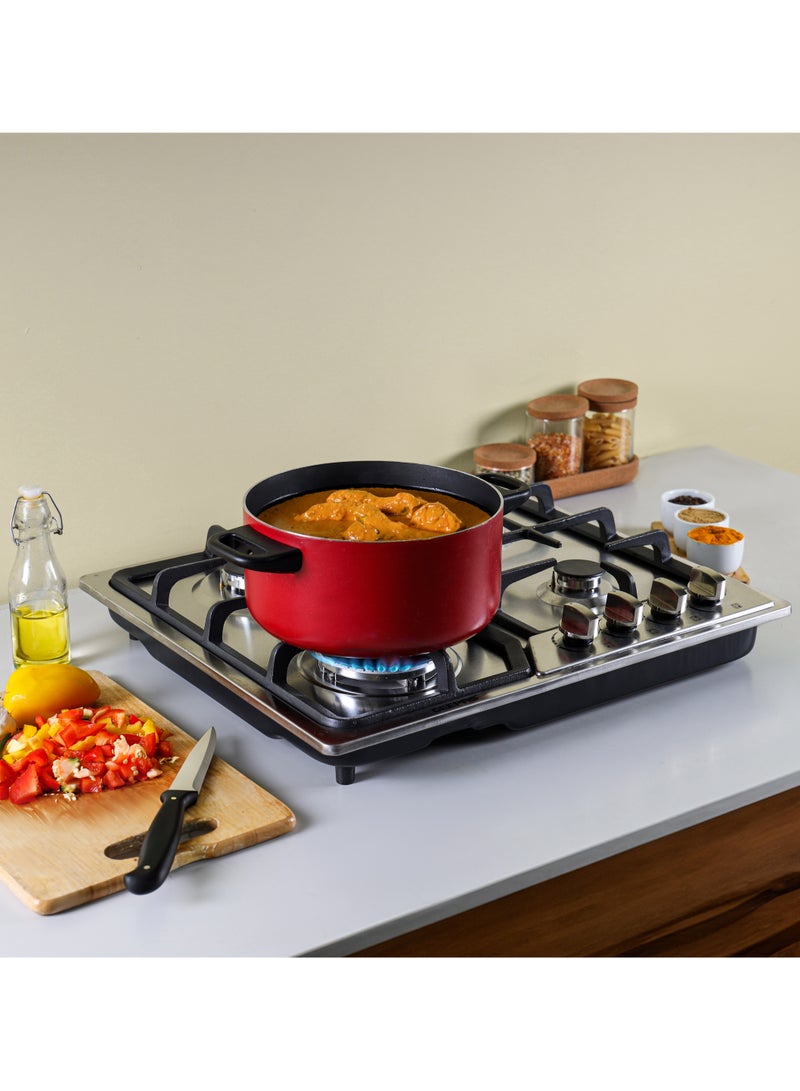 GEEPAS - Built-In Stainless Steel Gas Hob, 4 Burners with Separate Ignition, Low Fuel Consumption and Improved Flow for Efficient Heating/ Auto Impulse Ignition System GGC31051FFD Silver - Image 1