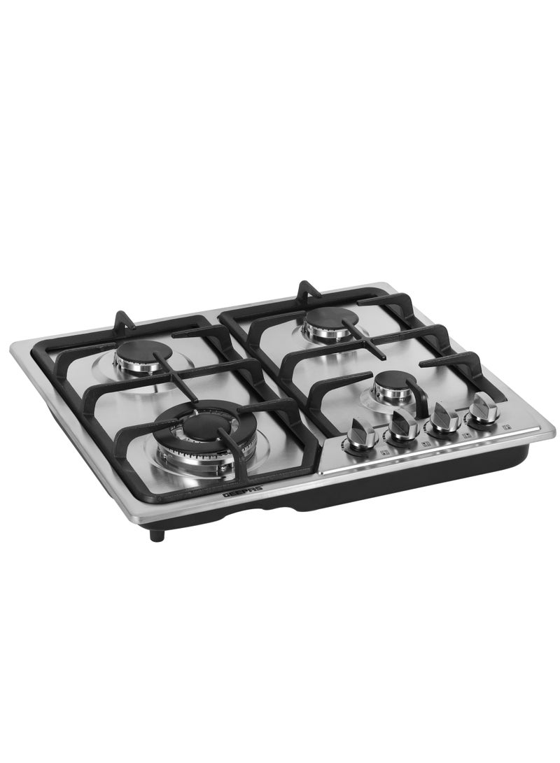 GEEPAS - Built-In Stainless Steel Gas Hob, 4 Burners with Separate Ignition, Low Fuel Consumption and Improved Flow for Efficient Heating/ Auto Impulse Ignition System GGC31051FFD Silver - Image 1