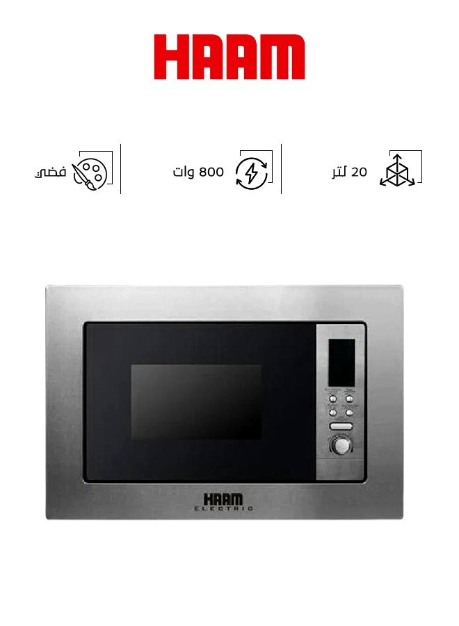 HAAM Built-In Microwave With Grill 20 L 800 kW HM20SBTMW Silver  - Image 1