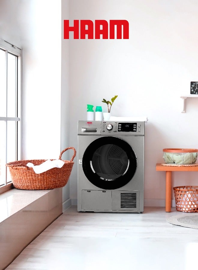 HAAM - Clothes Dryer Front Loading LED Screen Intensive Drying Method HDR80SLV-24N Silver - Image 1