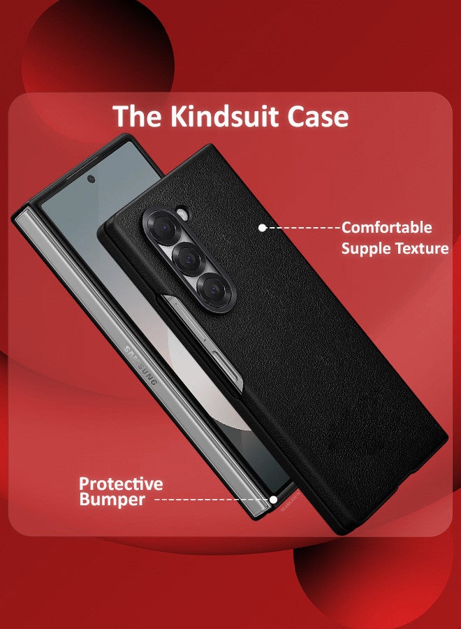 مارجون (لهاتف Samsung Galaxy Z Fold 6) غطاء حماية جلدي Kindsuit بتصميم رفيع وأنيق - Image 3