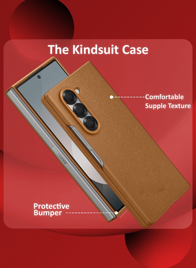 مارجون (for Samsung Galaxy Z Fold 6) Case Cover Kindsuit Leather Case Slim And Sleek Silhouette Brown - Image 3