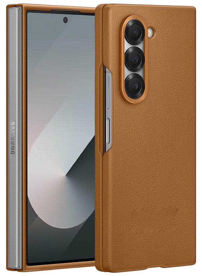 مارجون (for Samsung Galaxy Z Fold 6) Case Cover Kindsuit Leather Case Slim And Sleek Silhouette Brown - Image 2