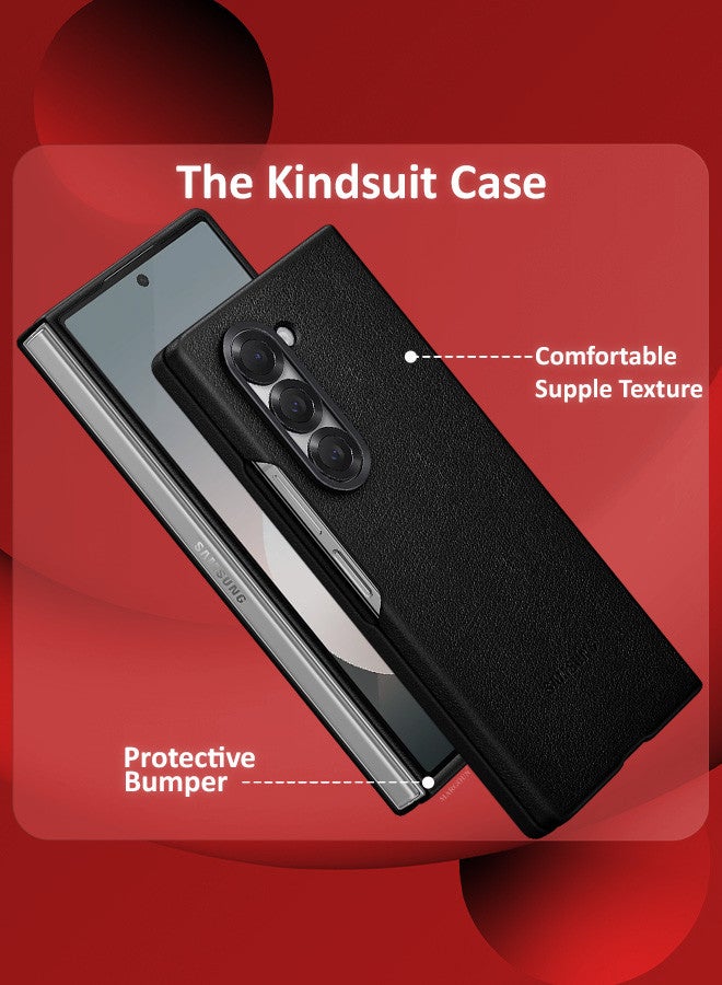 (for Samsung Galaxy Z Fold 6) Case Cover Kindsuit Leather Case Slim And Sleek Silhouette Black