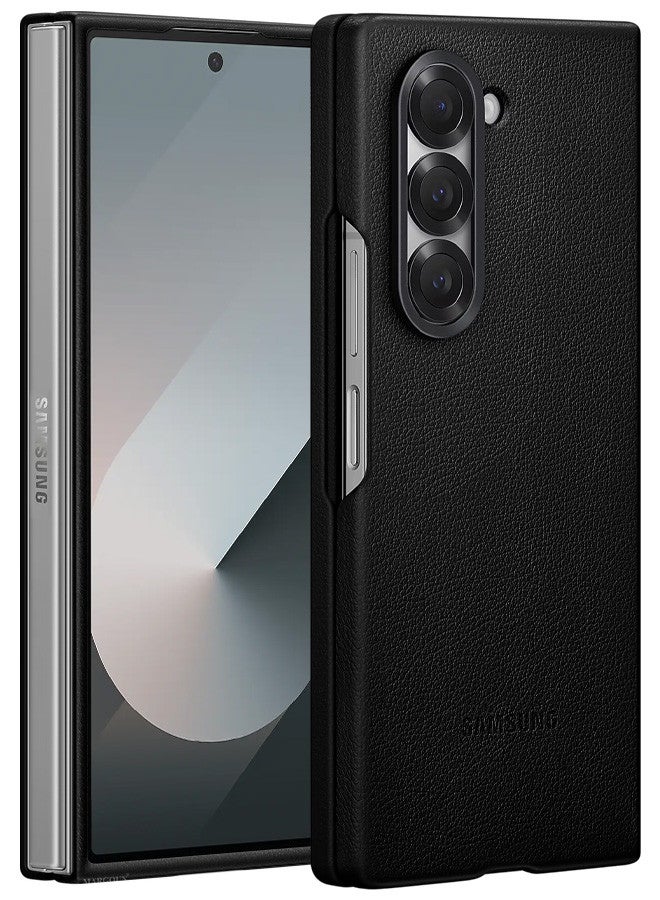 (for Samsung Galaxy Z Fold 6) Case Cover Kindsuit Leather Case Slim And Sleek Silhouette Black