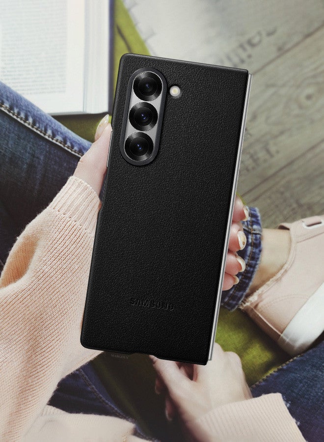 (for Samsung Galaxy Z Fold 6) Case Cover Kindsuit Leather Case Slim And Sleek Silhouette Black