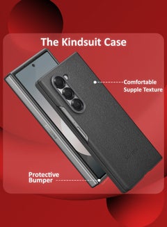 MARGOUN (for Samsung Galaxy Z Fold 6) Case Cover Kindsuit Leather Case Slim And Sleek Silhouette Grey  - Image 3