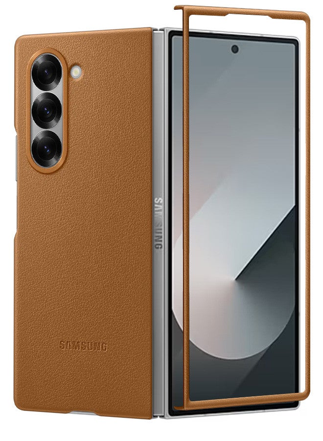 MARGOUN (for Samsung Galaxy Z Fold 6) Case Cover Kindsuit Leather Case Slim And Sleek Silhouette Brown  - Image 1