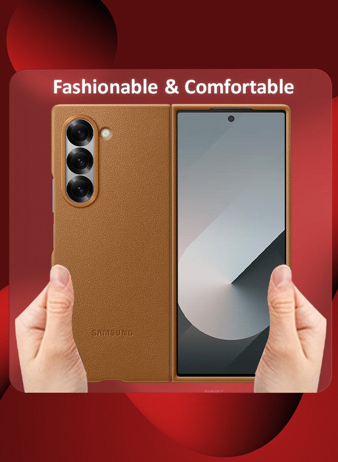 MARGOUN (for Samsung Galaxy Z Fold 6) Case Cover Kindsuit Leather Case Slim And Sleek Silhouette Brown  - Image 5