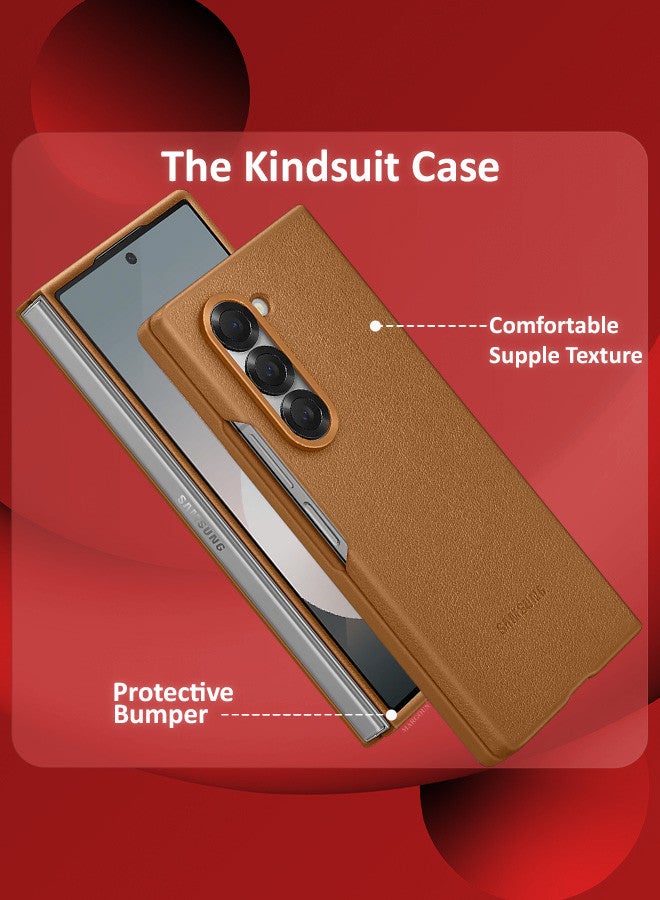 MARGOUN (for Samsung Galaxy Z Fold 6) Case Cover Kindsuit Leather Case Slim And Sleek Silhouette Brown  - Image 3