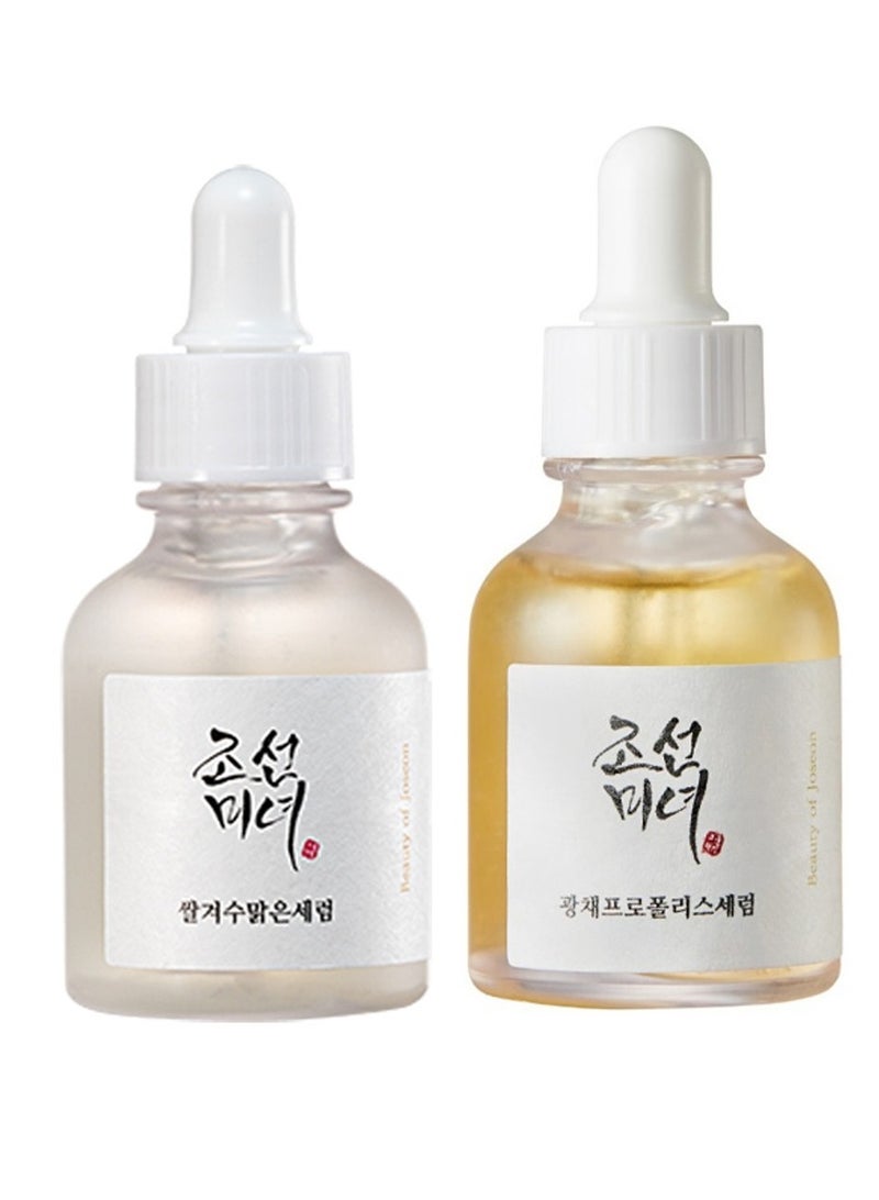 بيوتي اوف جوسون سيروم توهج مكون من قطعتين: بروبليس + نياسيناميد 30 مل وسيروم جلو العميق: أرز + ألفا أربوتين 30 مل