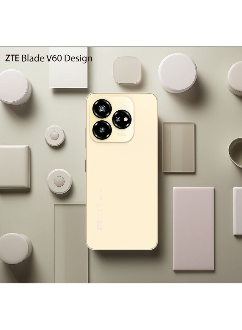 زد تي اي نوبيا V60 ديزاين بشريحتين، ذهبي شامبانيا، 6 جيجا بايت رام، 256 جيجا بايت، 4 جي - Image 1