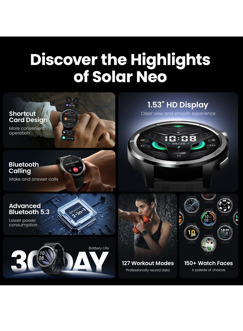 Haylou 300 mAh Smart Watch 300mAh 1.53" Display Smart Watch for Men Women SpO2 Heart Rate Monitor Endurance Smartwatch IP68 Waterproof Fitness Watch for Android iOS Phones Black - Image 3