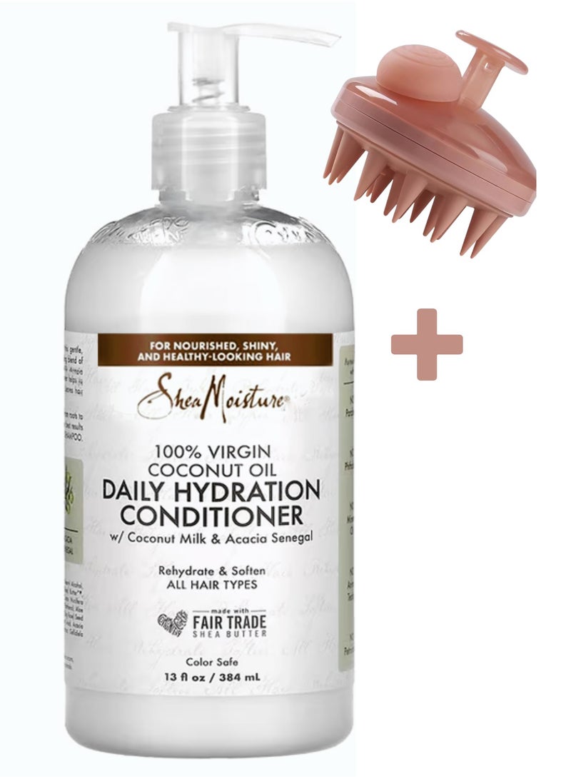SheaMoisture 100% Virgin Coconut Oil Daily Hydration Conditioner, 13 oz - Replenishes Moisture, Detangles, and Softens, Sulfate-Free - Image 1