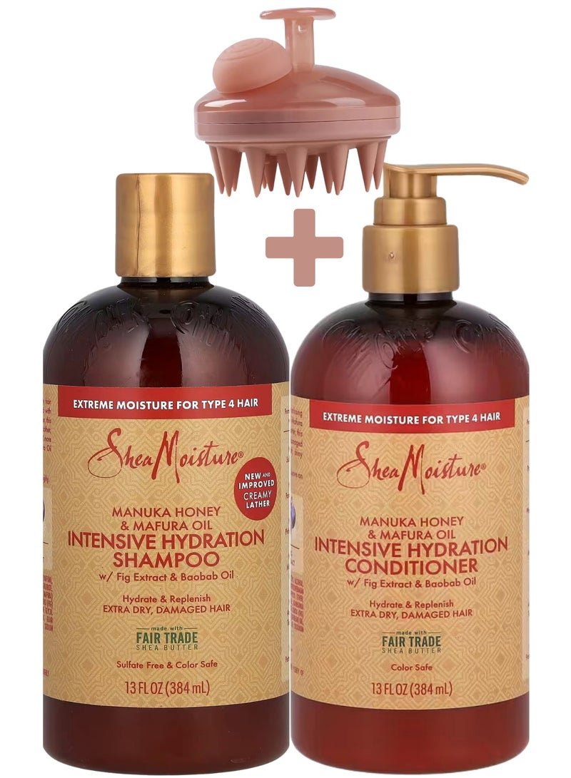 SheaMoisture Manuka Honey & Mafura Oil Hydration Duo - Intensive Hydration Shampoo and Conditioner Set, 13 oz Each - Moisturizes, Softens, Adds Shine, Sulfate-Free - Image 1