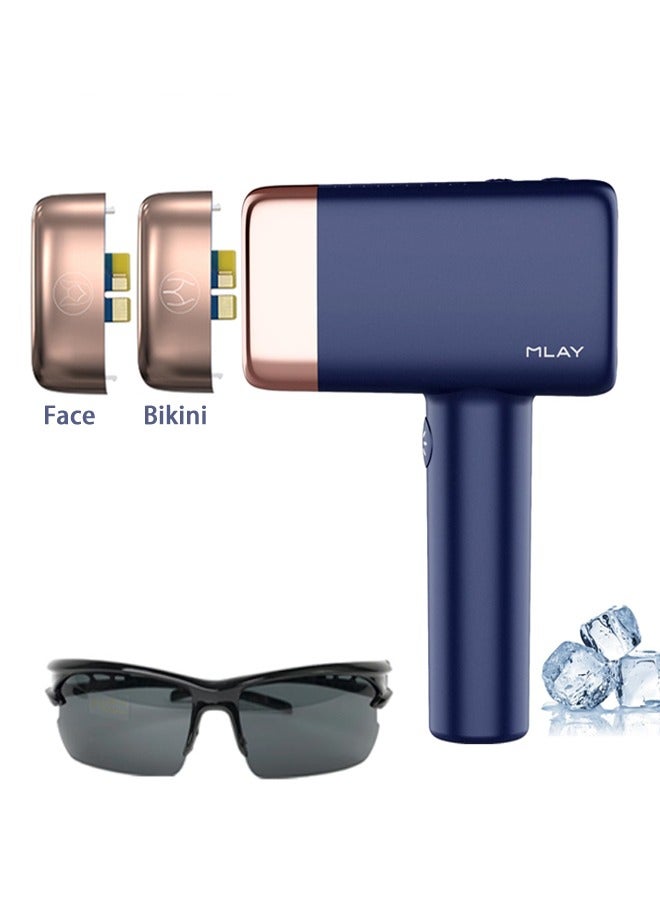 MLAY T14 Laser Painless Fast Hair Removal 3℃ Cold Compress/5-Levels/500000 Pulses Carry An Additional Bikini Lamp And Face Lamp Dark Blue - Image 1