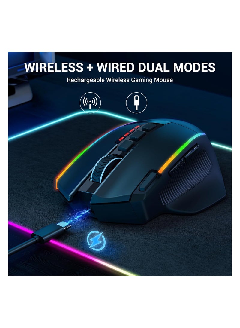 ريدراجون - ماوس ألعاب لاسلكي M915WL-RGB، ماوس مريح 16000 نقطة في البوصة مع مفتاح إطلاق سريع، 9 أزرار ماكرو، سعة طاقة متينة تصل إلى 170 ساعة وماوس سلكي/لاسلكي بإضاءة خلفية RGB لأجهزة الكمبيوتر المحمول/Mac/PC - Image 1
